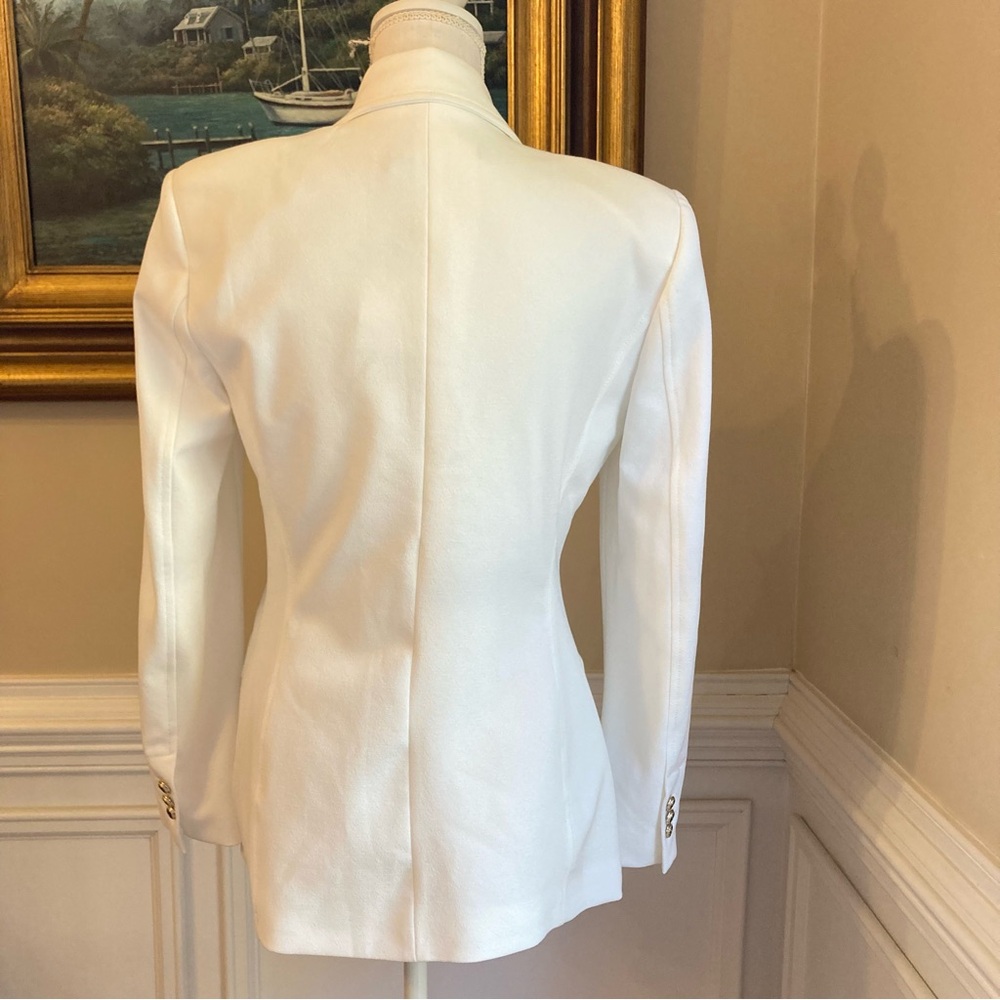 ZARA White Black Crest Buttons Double Breasted Blazer Jacket NWT - Picture 4 of 11